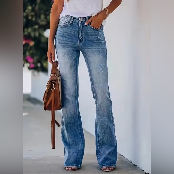 #4038 High Stretch Bootcut Chic Washed Denim Jeans - Picture 9 of 16